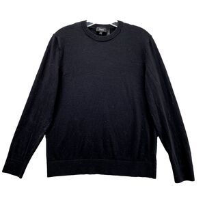Theory Sweater Women's Medium Black Fitted Crew Neck Luxe Merino Wool Preppy 90s